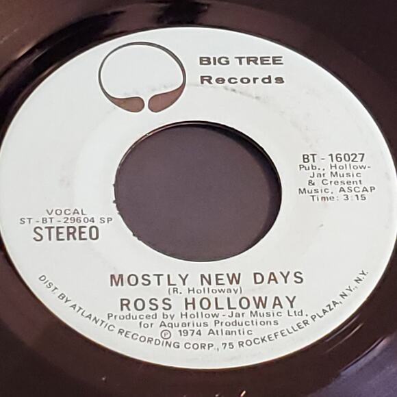 Ross Holloway Mostly New Days WLP Promo 45 1974 Stereo & Mono Versions - Picture 6 of 6